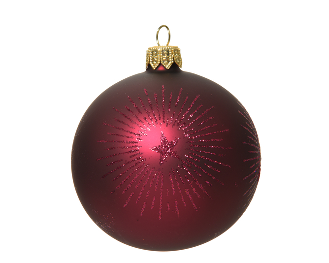 Kaemingk Glass Bauble Glitter Starburst Magnolia 8cm