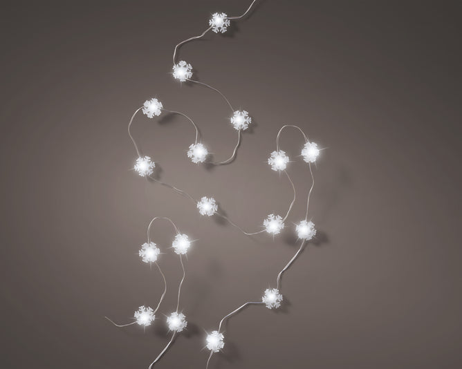 Micro LED String Lights Snowflake - Cool White 195cm
