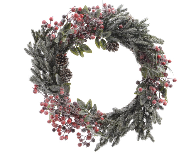 Snowy Red Berry Wreath