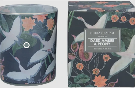 Gisela Graham Cranes Scented Candle - Dark Amber and Peony