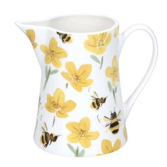 Gisela Graham Ceramic Jug Buttercup & Bees - Medium