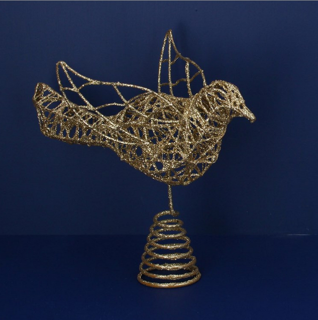 Tree Topper - Gold Glitter Wire Dove