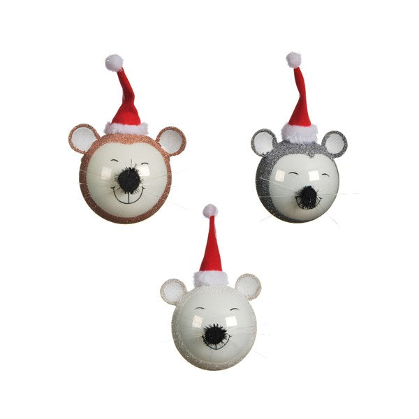 Bauble Mouse With Santa Hat