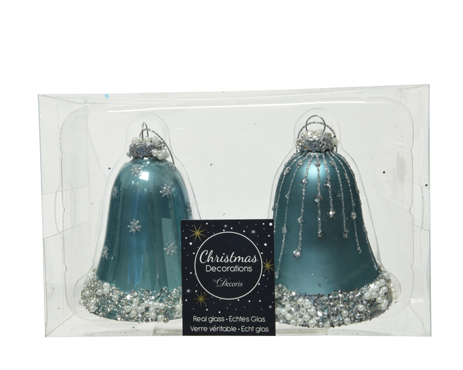 Kaemingk Glass Bell Blue Shades Set 2