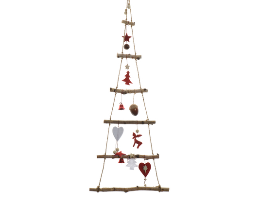 Kaemingk Tree Birch Felt Hearts Bells Acorns 100cm