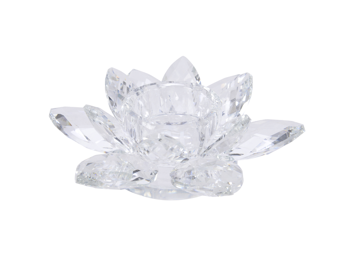 Kaemingk Flower Tealight Holder Clear Glass 13.5cm