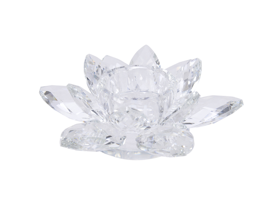 Kaemingk Flower Tealight Holder Clear Glass 13.5cm