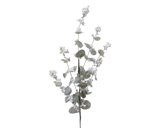 Kaemingk Spray of Glitter Wool White Berries