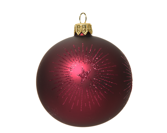 Kaemingk Glass Bauble Glitter Starburst Magnolia 8cm