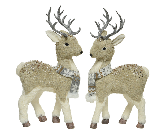 Kaemingk Deer Polyester Faker Fur Snowflake H15cm Pompom Nose