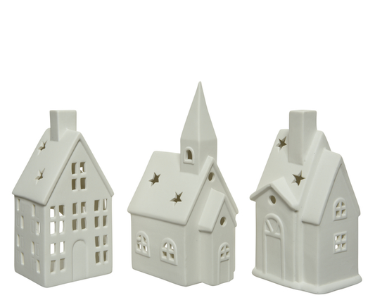 Kaemingk Tealight Holder Porcelain House