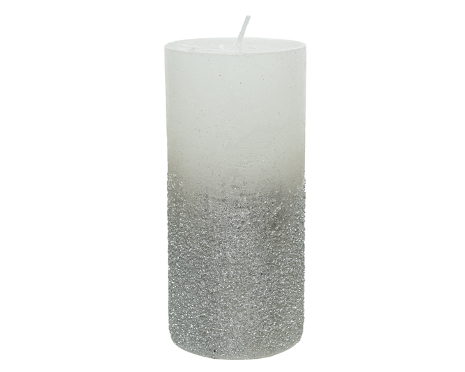 Kaemingk Candle Wax Pillar Metallic Silver