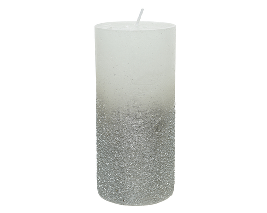 Kaemingk Candle Wax Pillar Metallic Silver
