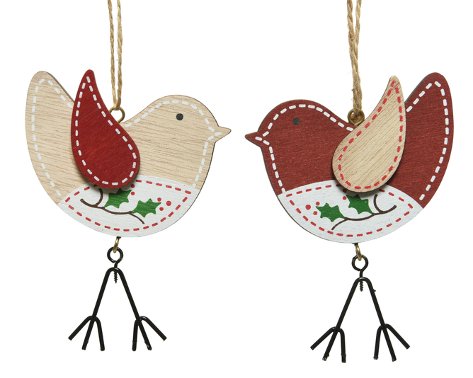 Kaemingk Wooden Bird with Dangling Feet