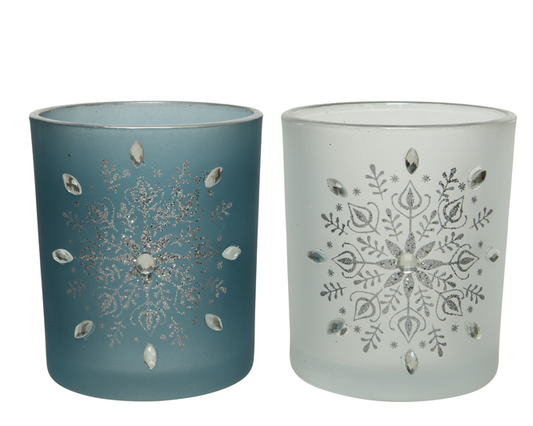 Kaemingk Tealight Holder Glass Silver Edge