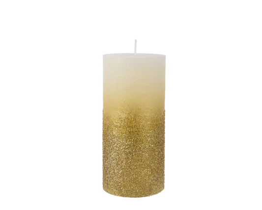 Kaemingk Candle Wax Pillar Metallic Light Gold