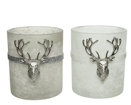 Kaemingk Tealight Holder Glass with Metal Deer