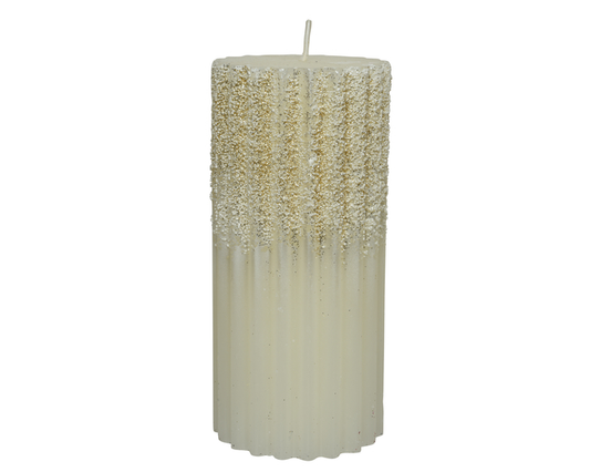 Kaemingk Pillar Candle Wool White 7x15cm