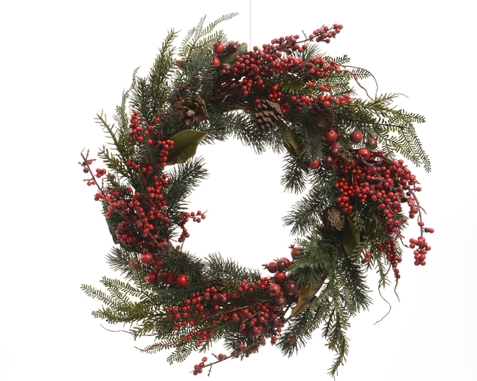 Kaemingk Wreath Frosted Red Berries 60Cm