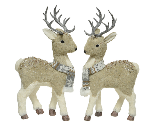 Kaemingk Deer with Scarf and Glitter