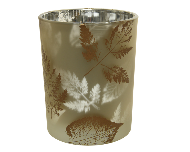 Kaemingk Hurricane Glass Gold Leaf 12.5cm