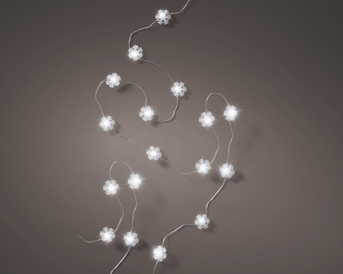 Kaemingk Micro LED Stringlights 195cm Indoor Snowflake Silver/Cool White