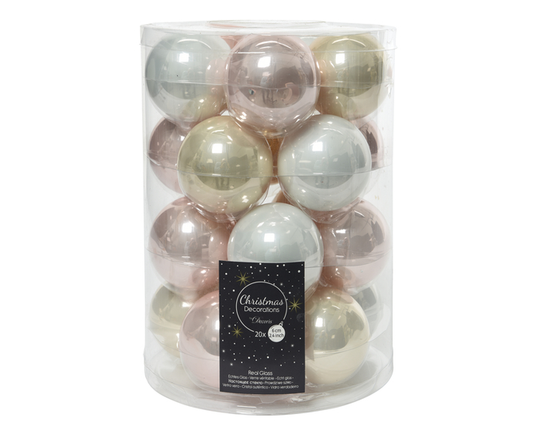 Kaemingk Glass Bauble Soft Pink Tube 20