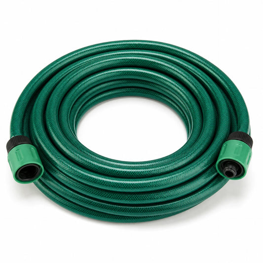 15m lightweight garden starter hose with quick-fit connectors for watering pots and borders