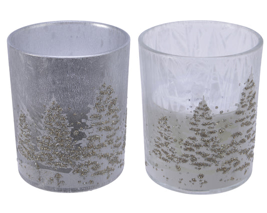 Glass Candle With Tree Decoration