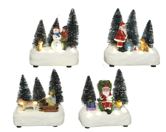 LED Scene With Santa/Snowman/Sleigh