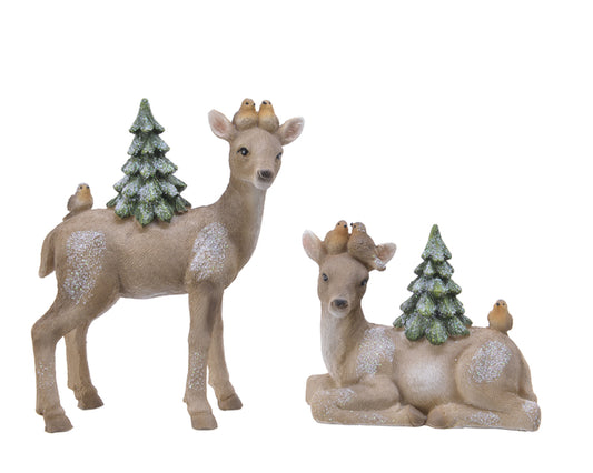 Deer With Birds & Tree
