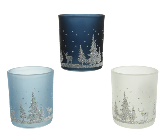 Tealight Holder With Glitter Scene