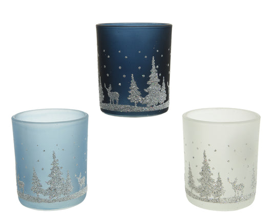 Tealight Holder With Glitter Scene