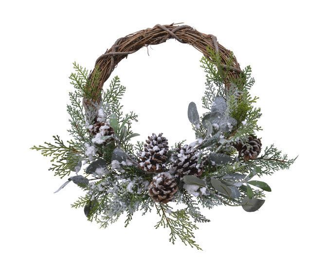Frosted Pinecone & Eucalyptus Wreath