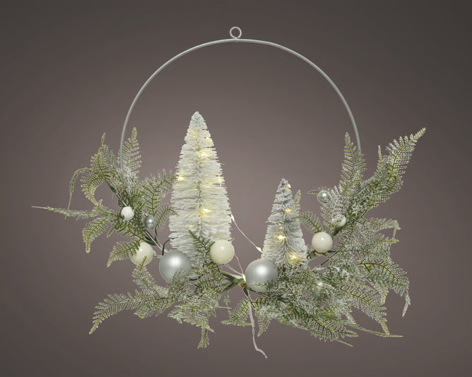 Micro LED Wreath Snowy Finish 30cm