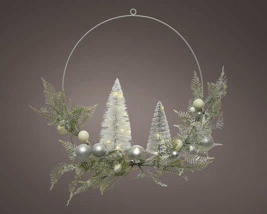 Micro LED Wreath Snowy Finish 40cm