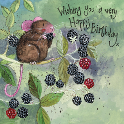 Mouse and Berries Birthday Card