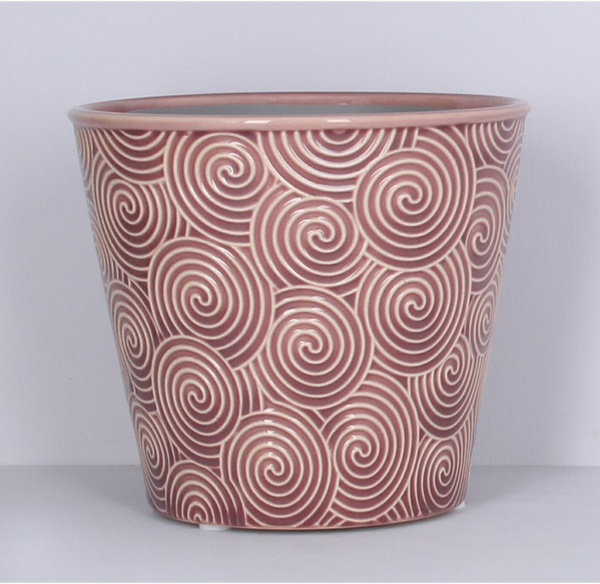 Gisela Graham Dusty Pink Spiral Ceramic Pot Cover - Large