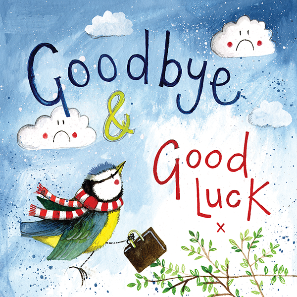 Lucky Blue Tit Goodbye and Good Luck Card