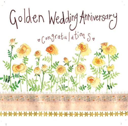 Golden Roses Golden Anniversary Card