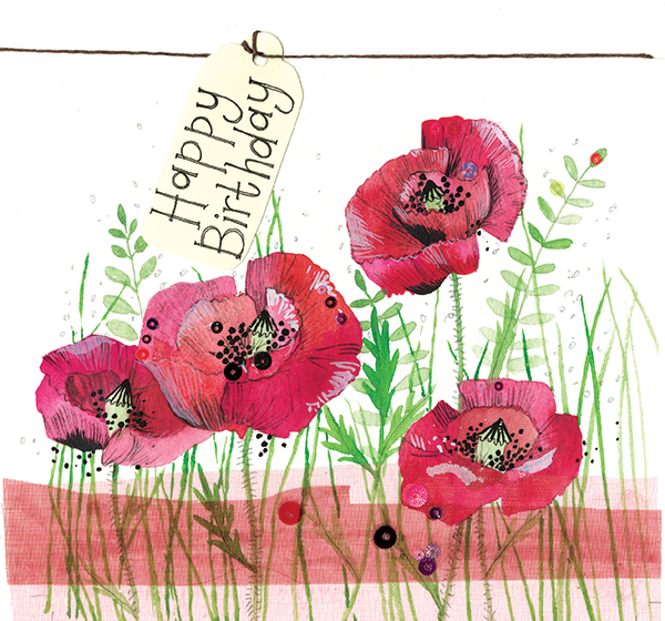 Poppies Birthday Card