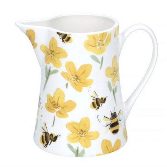 Gisela Graham Ceramic Jug Buttercup & Bees - Medium