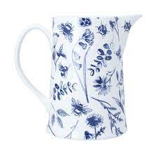 Gisela Graham Blue Meadow Ceramic Jug Large