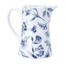 Gisela Graham Blue Meadow Ceramic Jug Medium