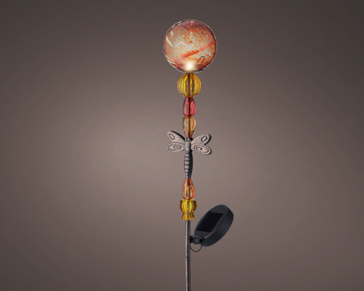 Solar Dragonfly Orange Stake Light
