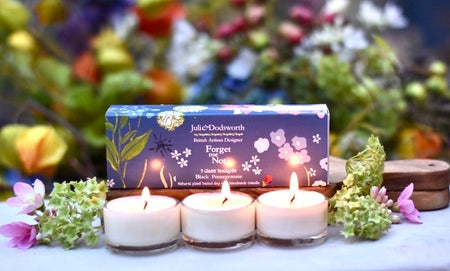 Julie Dodsworth Forget Me Not Set of Glass Tealights