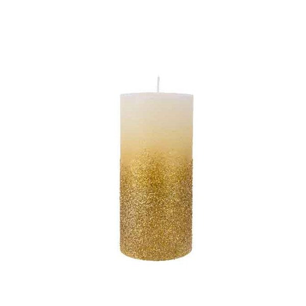 Gold Glitter Wax Pillar Candle