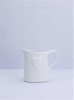 Gisela Graham White Ceramic Embossed Heart Creamer Jug