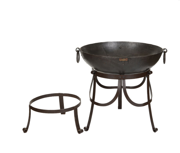 60cm Kadai Recycled Fire Bowl with High and Low Stand