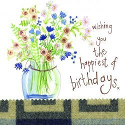 Jug of Flowers Birthday Card